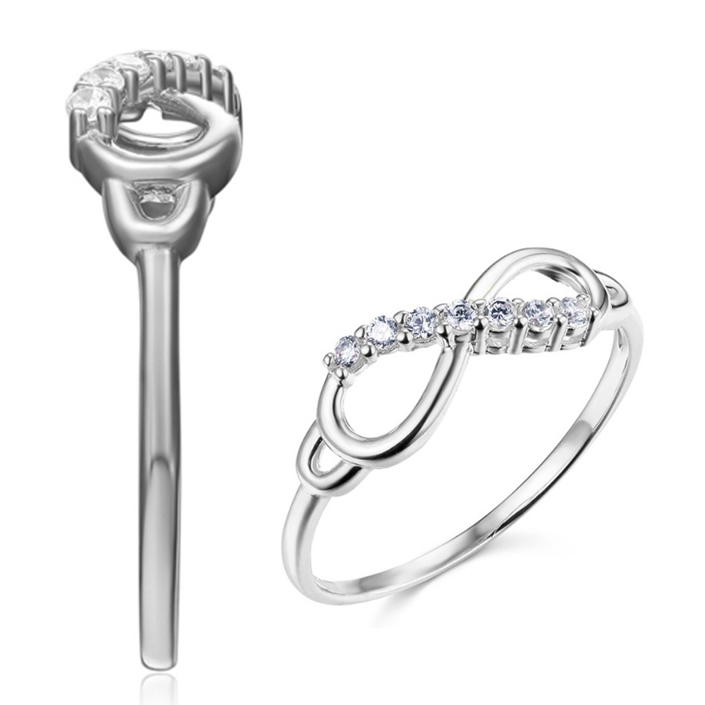 14K White Gold Sparkling CZ Infinity Ring - Picture 7 of 7